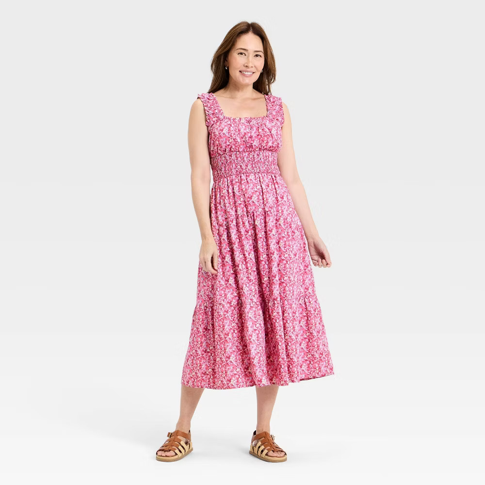 Women’s Sleeveless Button-Front Smocked Maxi Empire Waist Dress – Universal