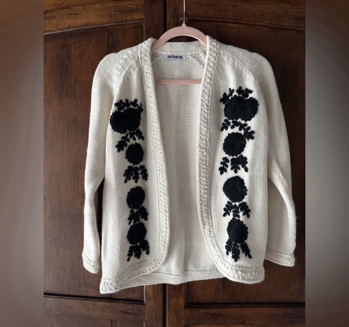 Batsheva Floral Embroidered Alpaca Blend Cardigan Sweater XS