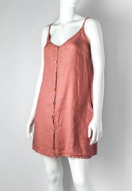 Terra Cotta Linen Look Mini Dress Women’s Casual Sleeveless Button Front Sundres