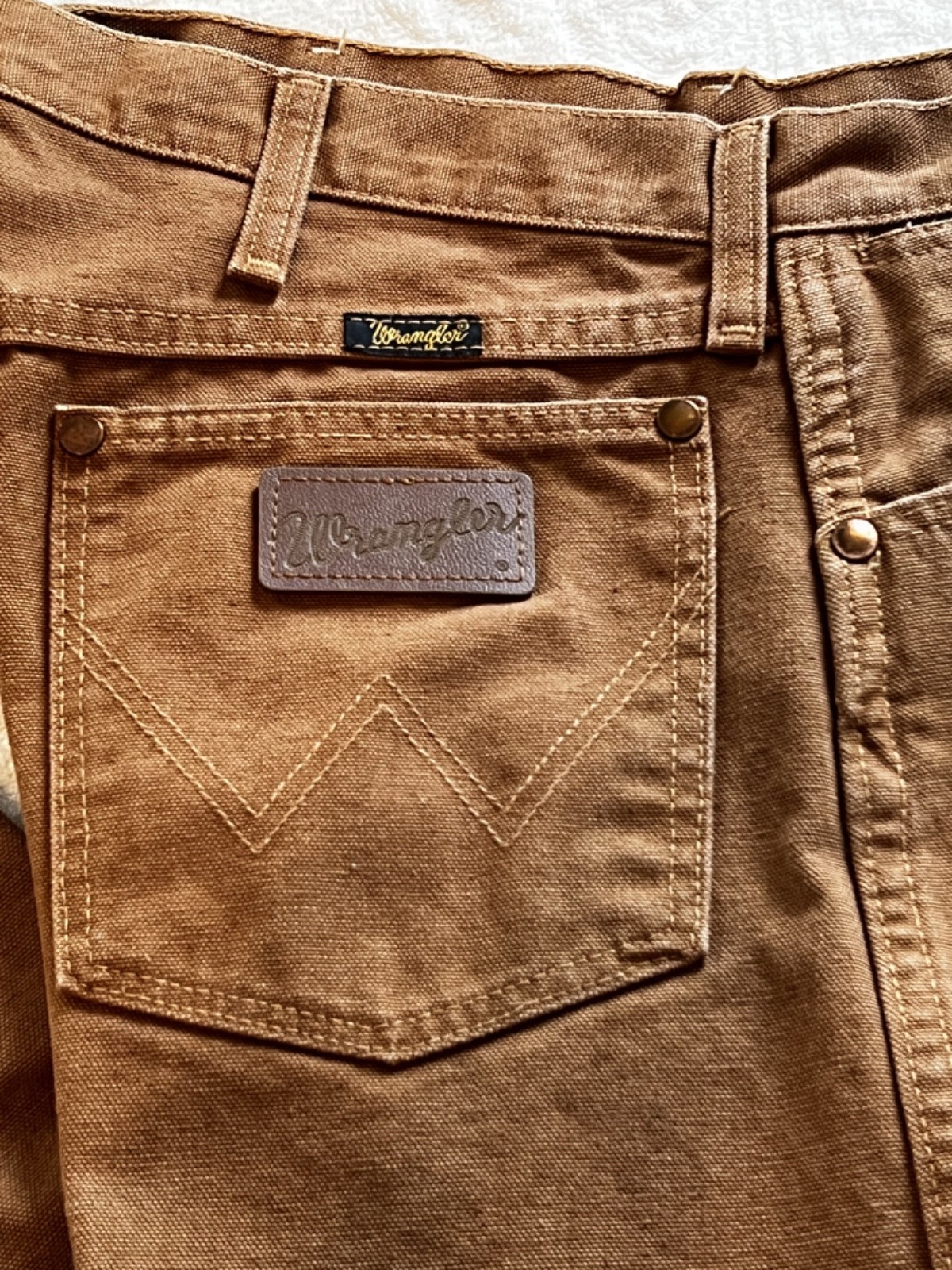 VTG Jeans Wrangler Mens Size 36×32 80s Brown Whiskey Cowboy Cut Made USA Canvas