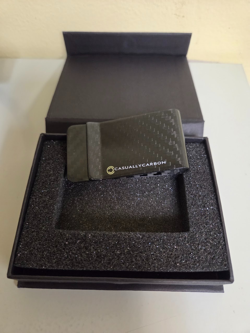 Genuine Carbon Fiber Weave Money Clip for Men, Slim, Glossy, High Flexibility