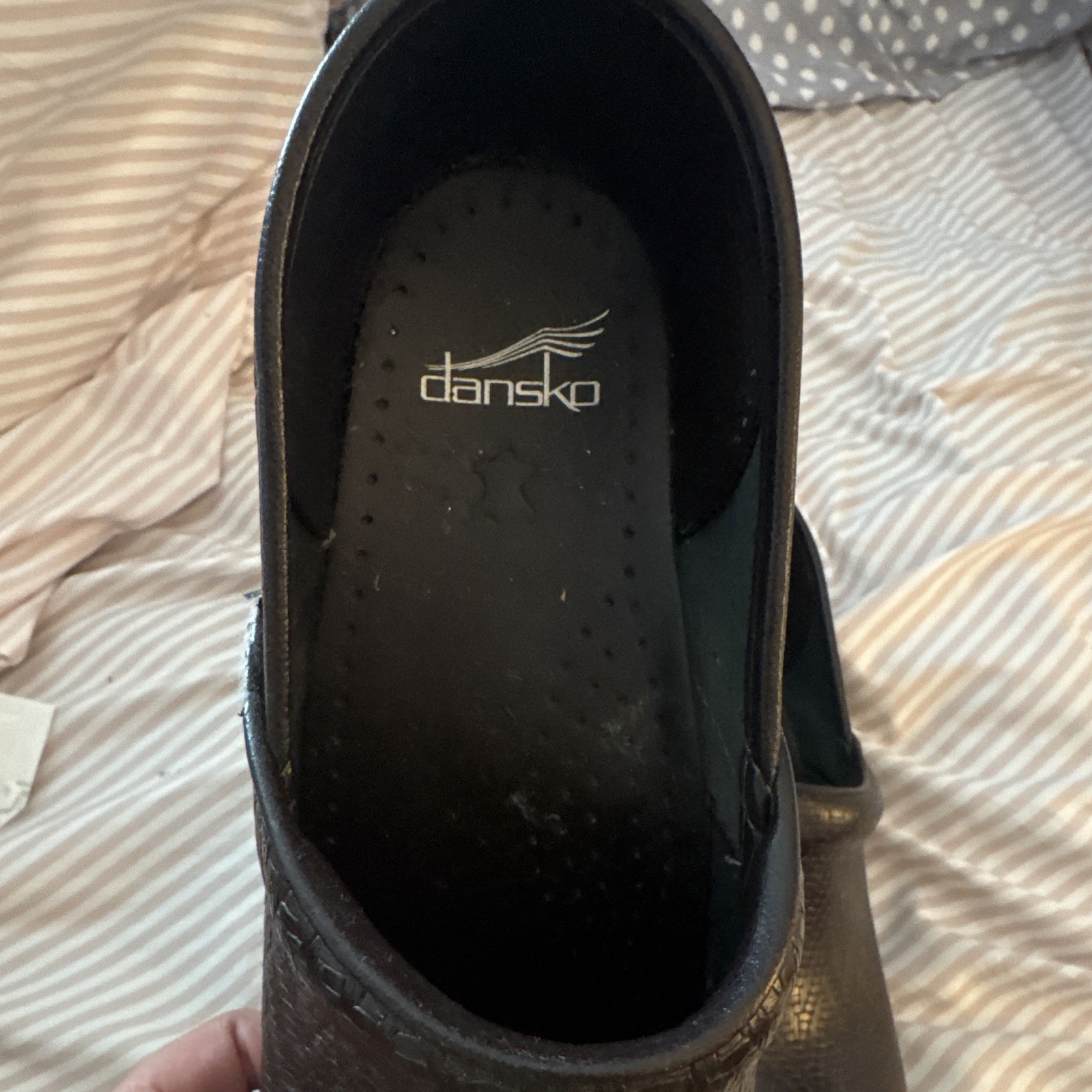 Dansko Women’s Black Leather Slip-On Clogs Solid Round Toe US 11