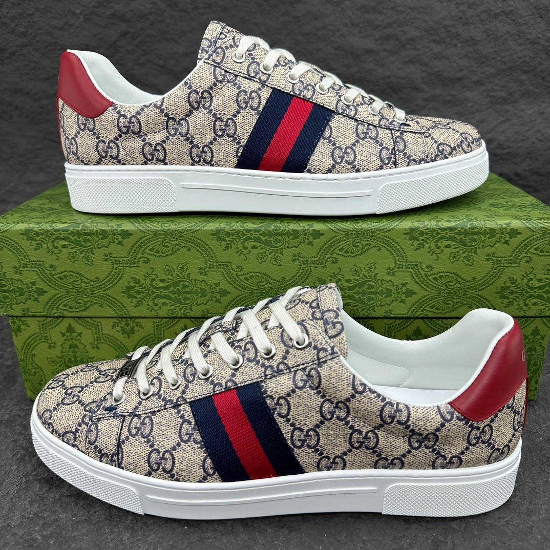 Lux GUCCI ACE Mens Bee Embroidered Canvas Low Top Casual Sneakers💝