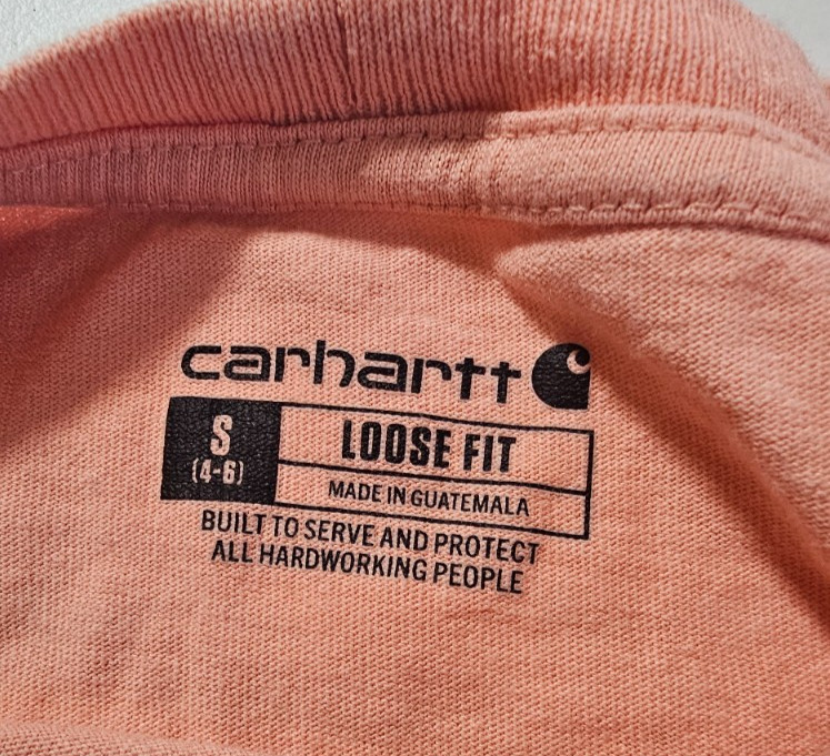 Carhartt Womens S Peach Pocket Tee Short Sleeve Loose Fit Logo Patch Shirt