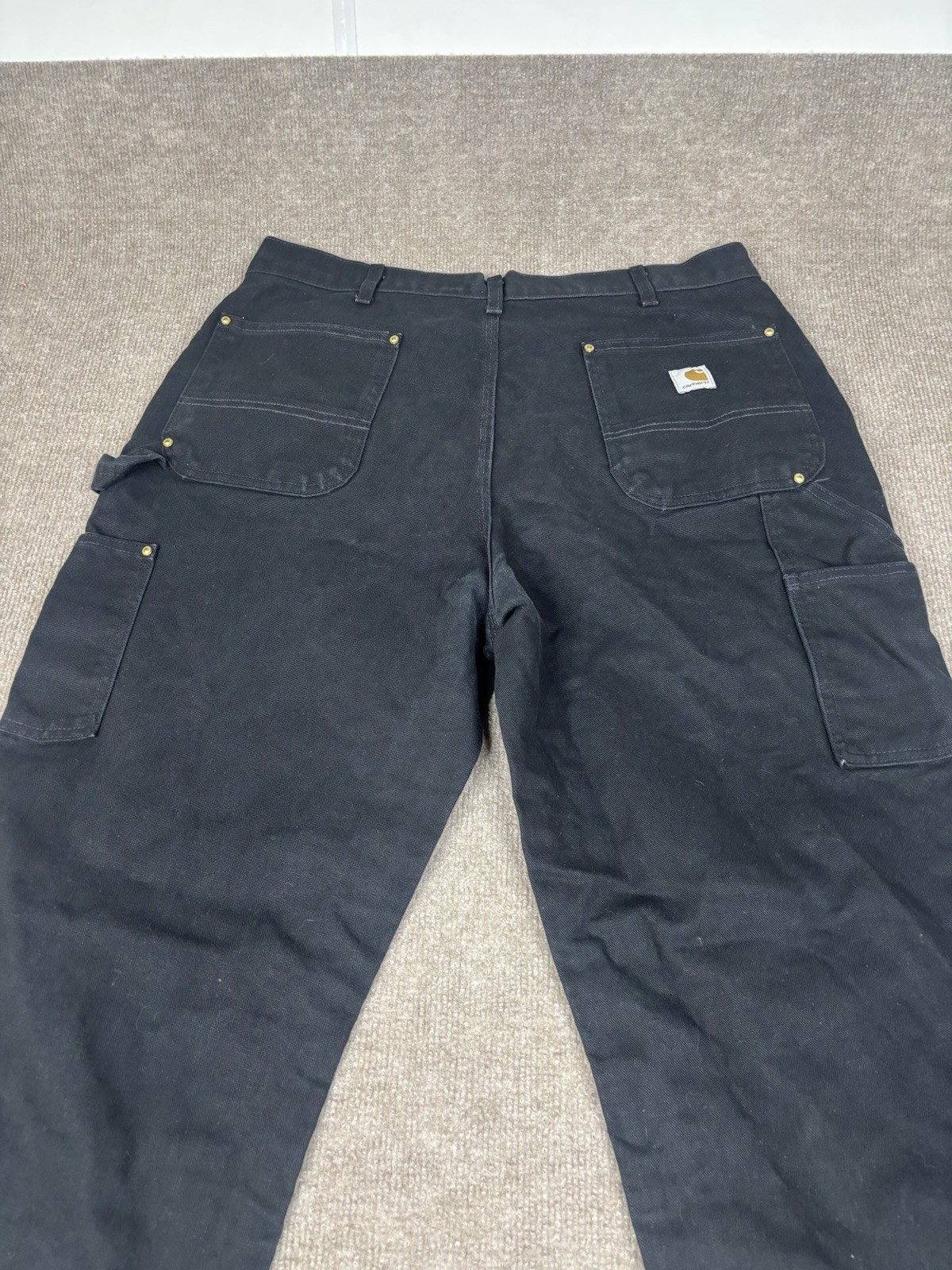Carhartt Double Knee Canvas Carpenter Pants 38×32 B01 BLK Black Workwear Outdoor