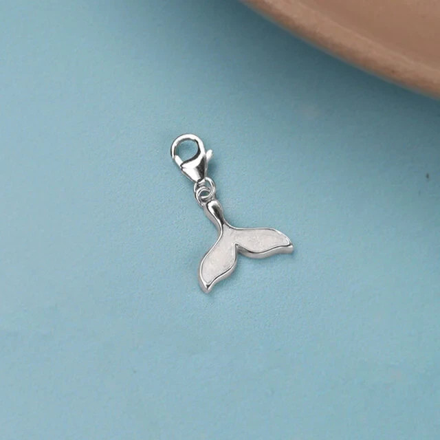 Mermaid Tail Dangle Charm Lobster Clasp 925 Sterling Silver for Bracelet Pendant