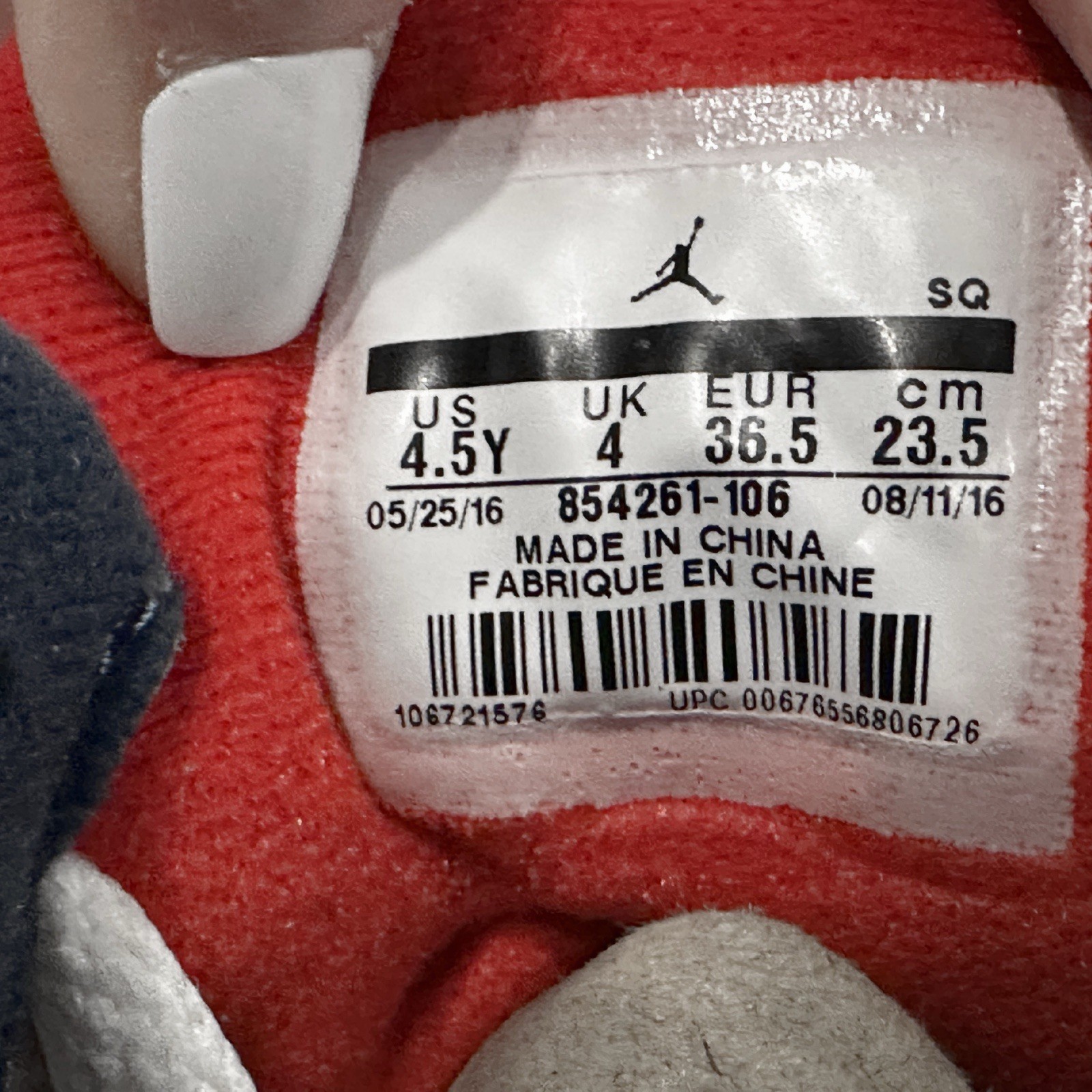 Nike Air Jordan 3 Retro OG True Blue 2016 Big Kids Size 4.5Y Sneakers