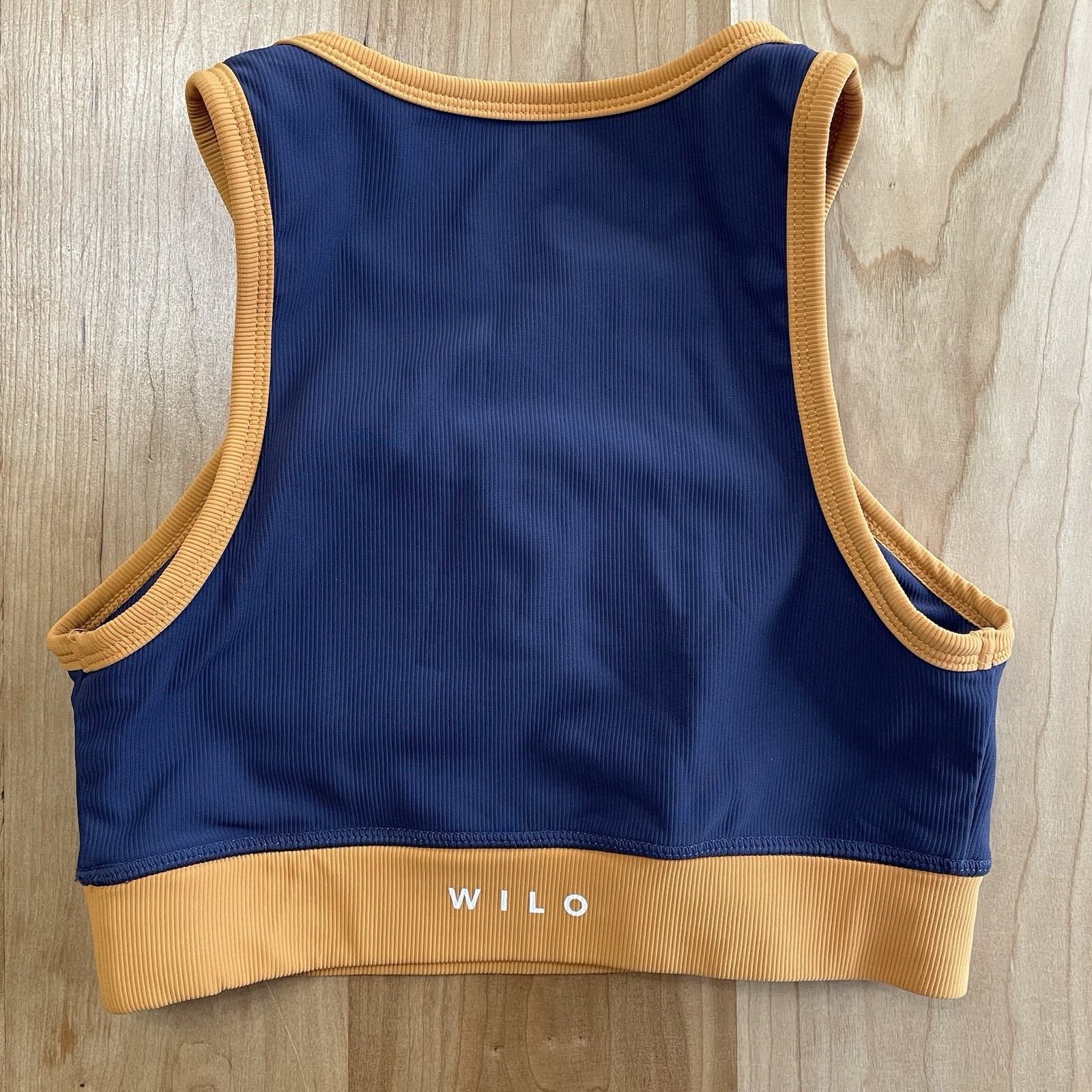 Wilo The Contrast Racer Bra Ribbed Navy Mustard Multi Color Size Small