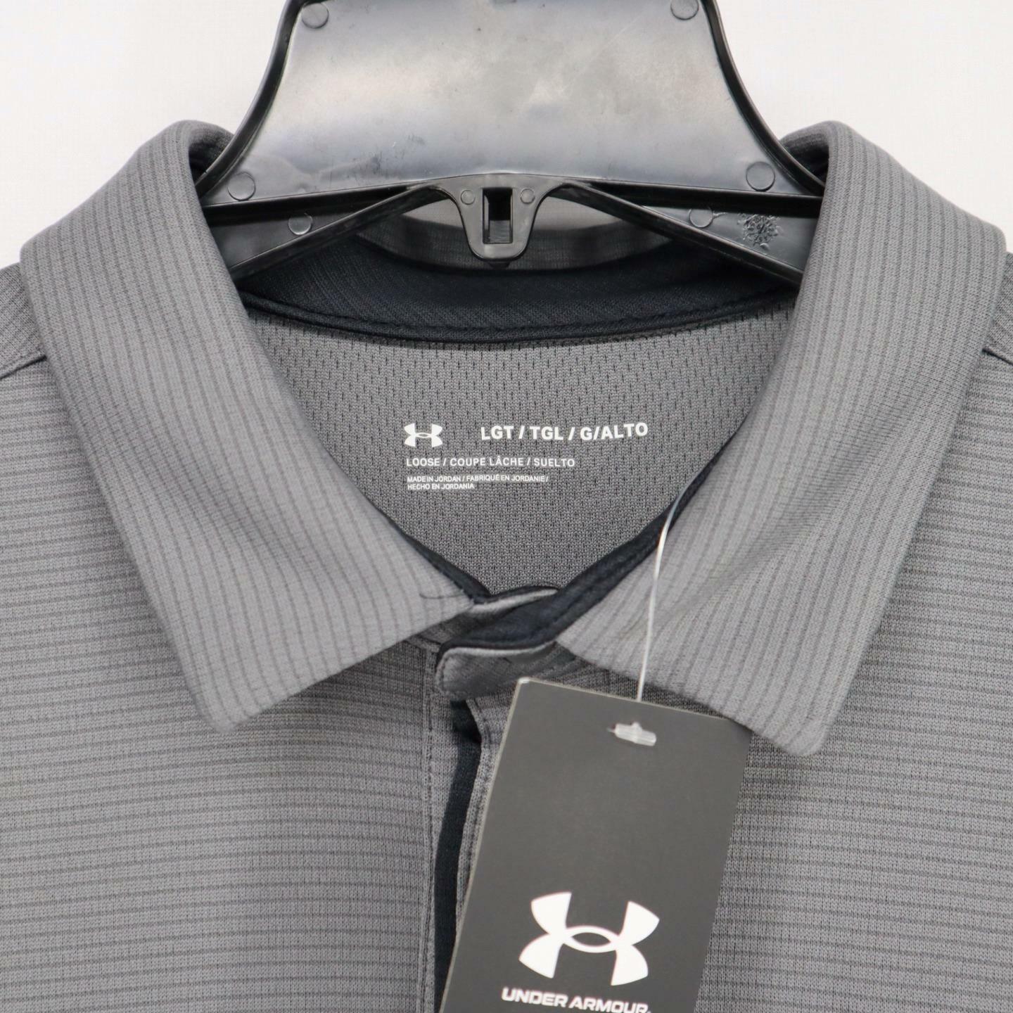 NWT Under Armour Golf Loose Fit Athletic Tech Polo Shirt Mens Gray Short Sleeve