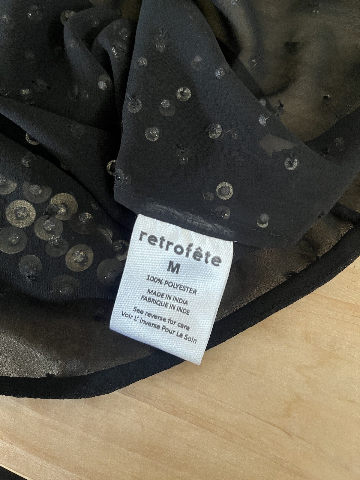 RETROFETE Marissa sequin Top Singlet Blouse Size Medium Black Silver