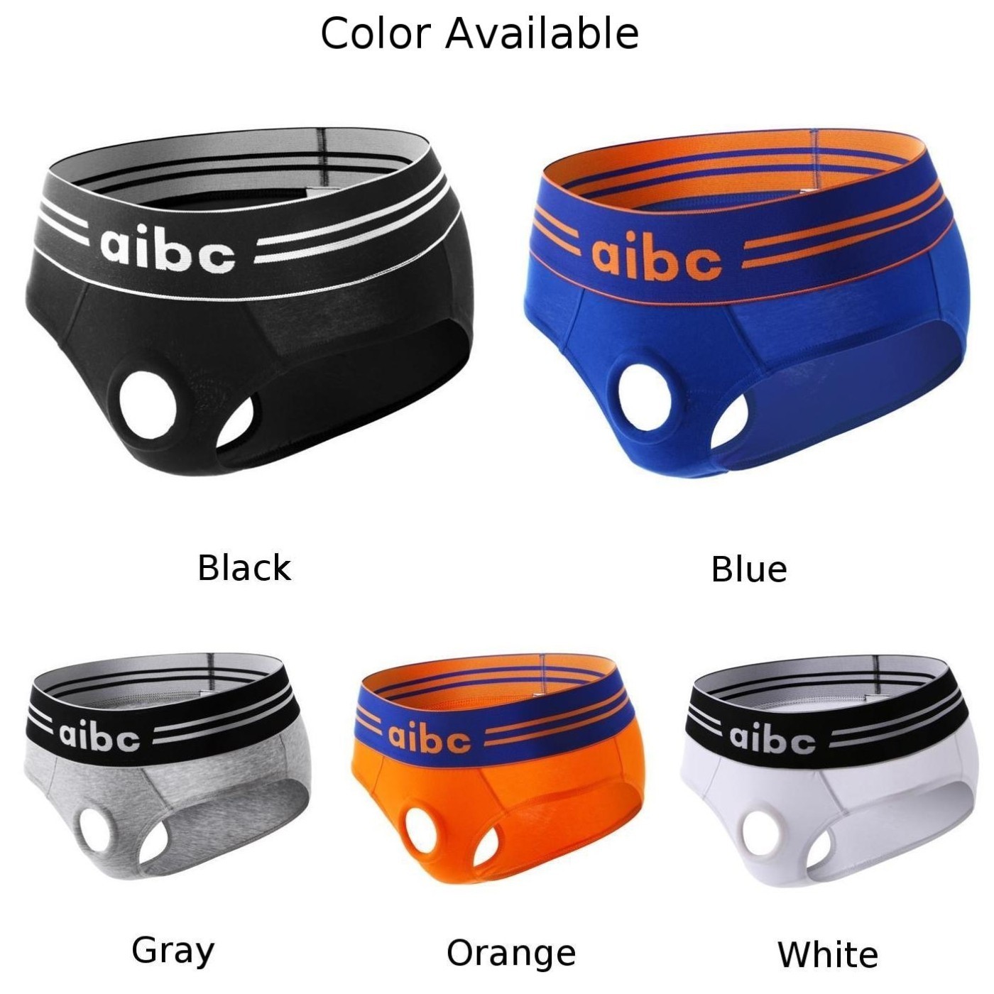 Male Mens Underwear Black White Gray Orange Blue Cotton Front Open Hole