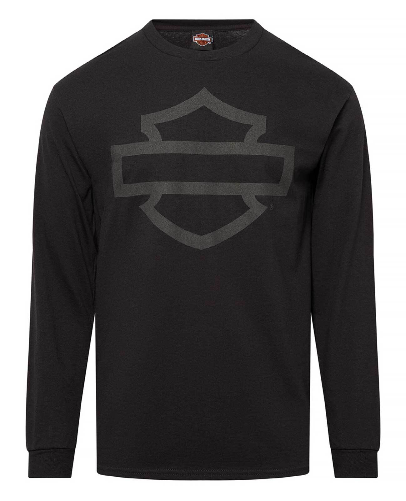 Harley-Davidson Men’s Open Bar & Shield Long Sleeve Crew-Neck Shirt, Black