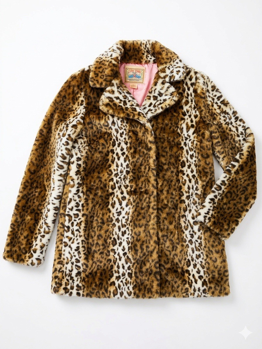 Flying Tomato Women’s Leopard Print Faux Fur Lined Jacket Pockets L