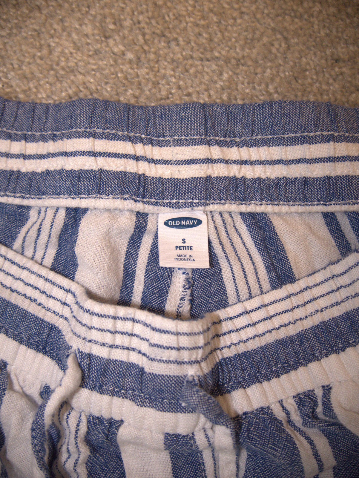 Old Navy High Rise Wide Leg Linen Pants Womens Small Blue Striped Pockets Small