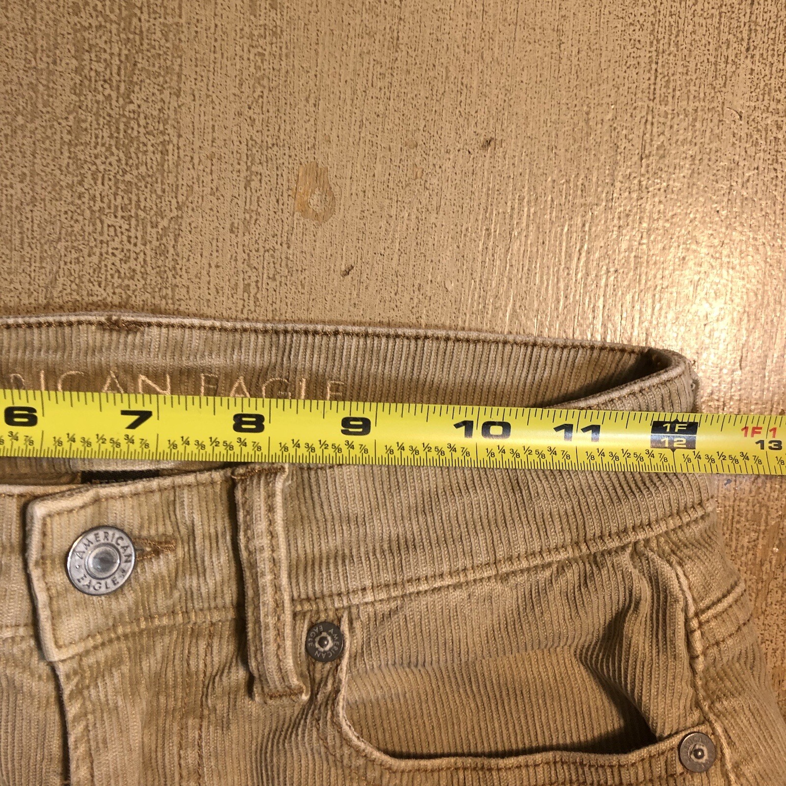 American Eagle Corduroy Pants Womens 00 X 27.5 in Mom Straight Jeans Stretch Tan