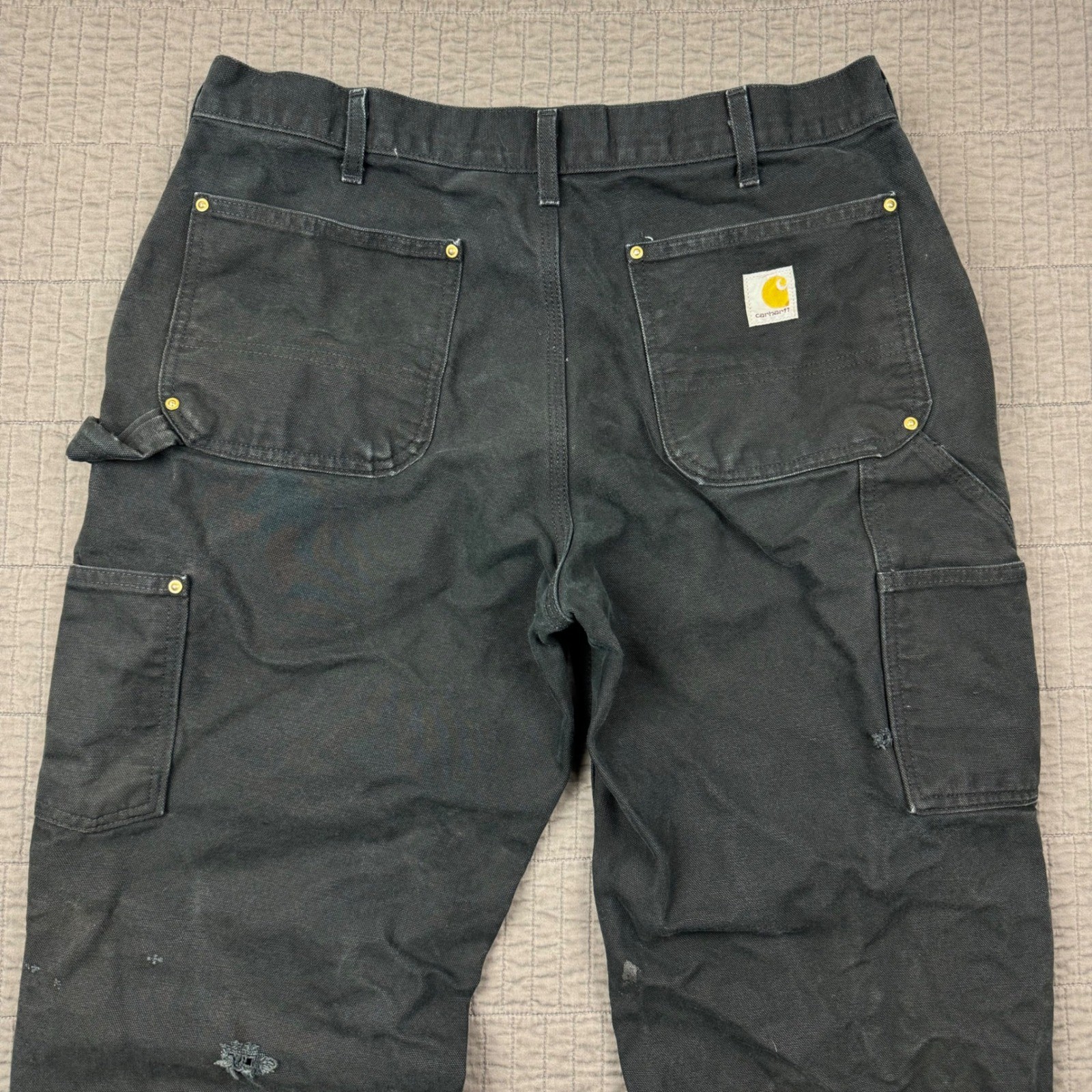 Carhartt Double Knee Pants Men 36×30 (33×29) Black B01 BLK Loose Fit Union Made