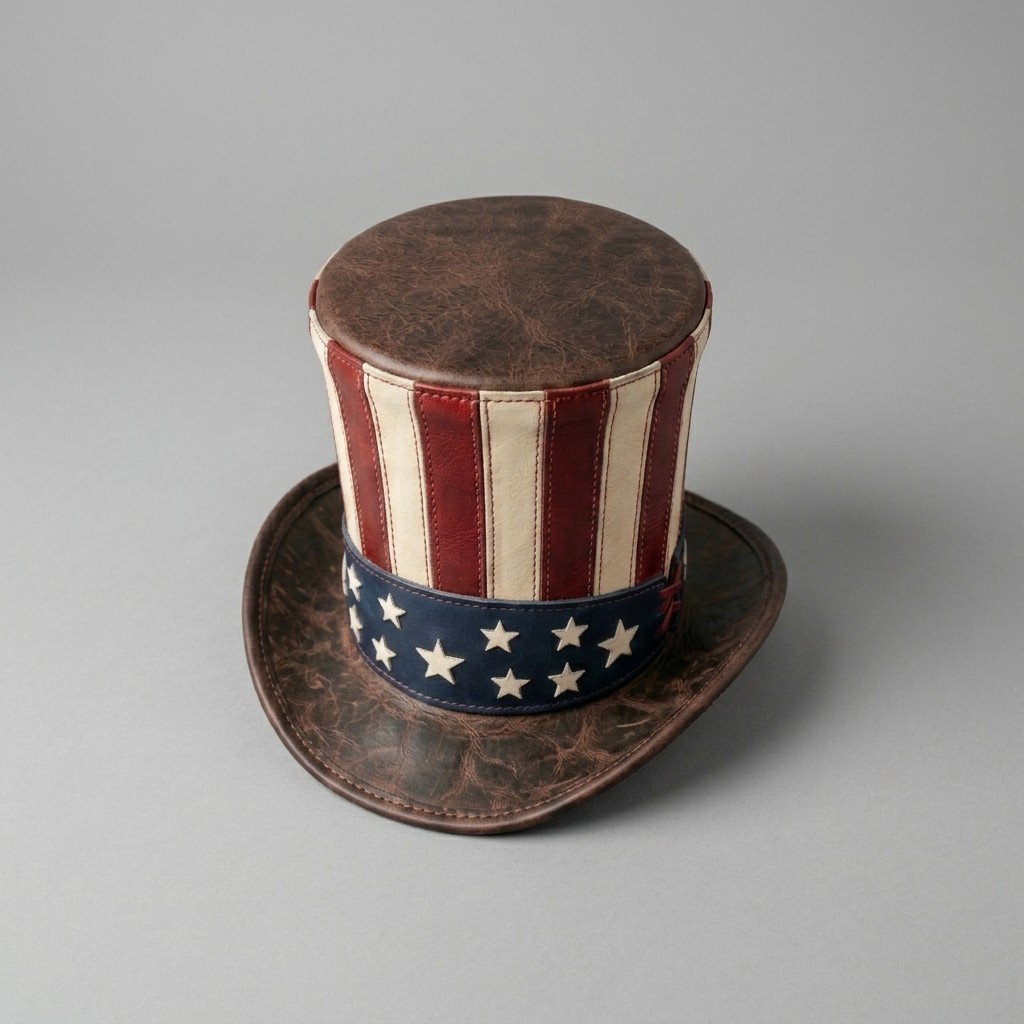 Top Hat Leather Hat | USA Flag Patriotic | Uncle Sam Style Hat Independence Day