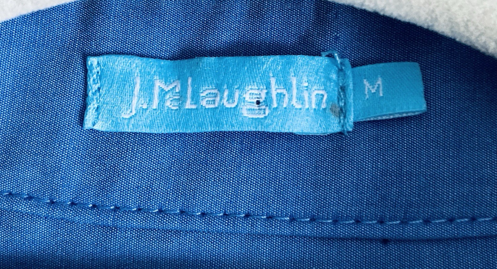 J.McLaughlin Sz Med Shirt Cotton Blue Stretch Button Front Collared Long Sleeve