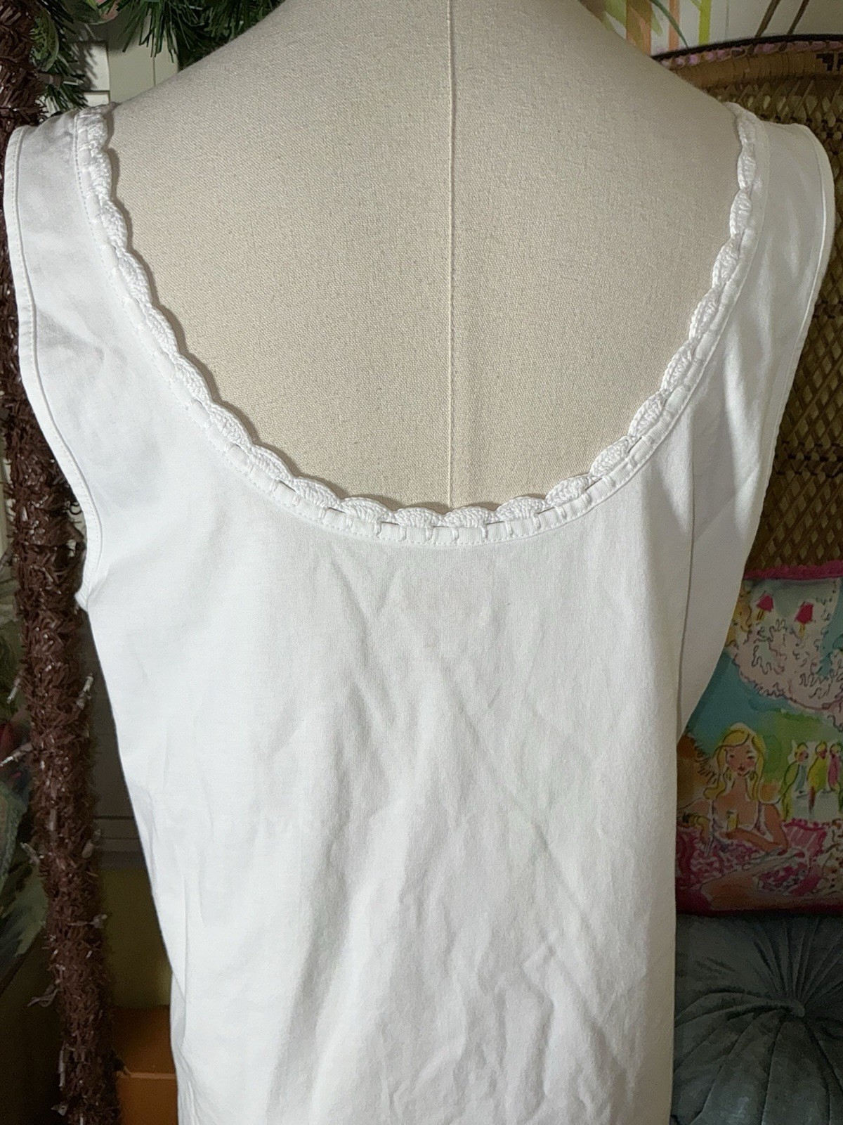 Lilly Pulitzer NWT Gabbie Crochet Trimmed Knit Tank Top White $58 Size L,XL