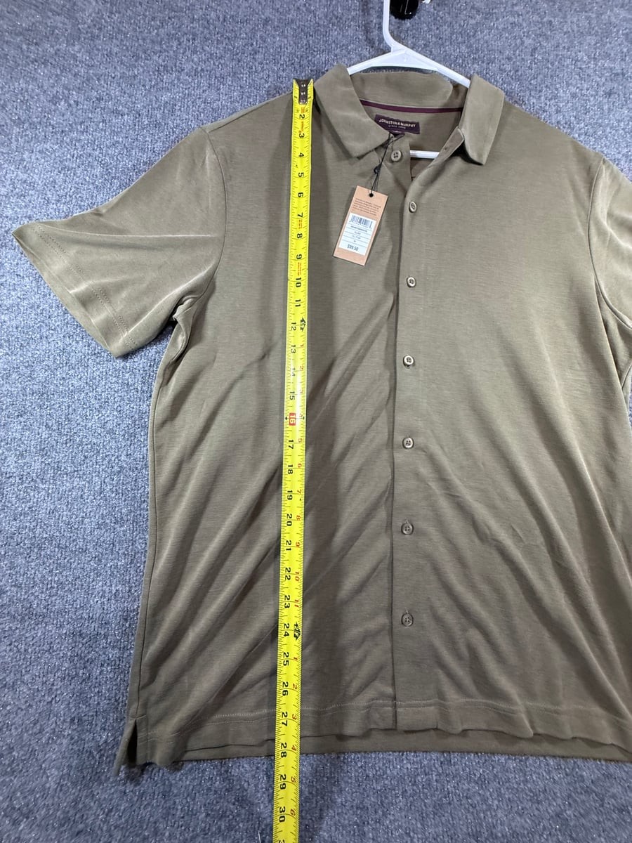 New Johnston & Murphy Men’s Olive Button-Front Polo Shirt Modal Blend Size M NWT