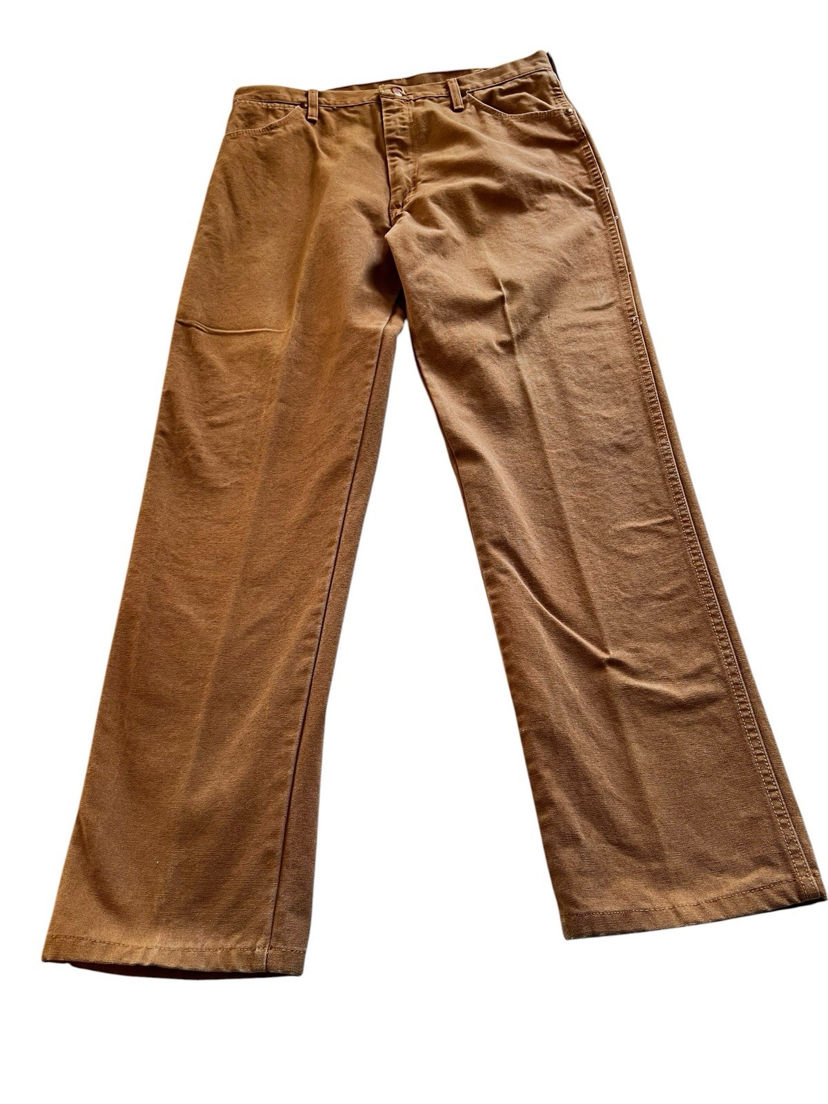 VTG Jeans Wrangler Mens Size 36×32 80s Brown Whiskey Cowboy Cut Made USA Canvas