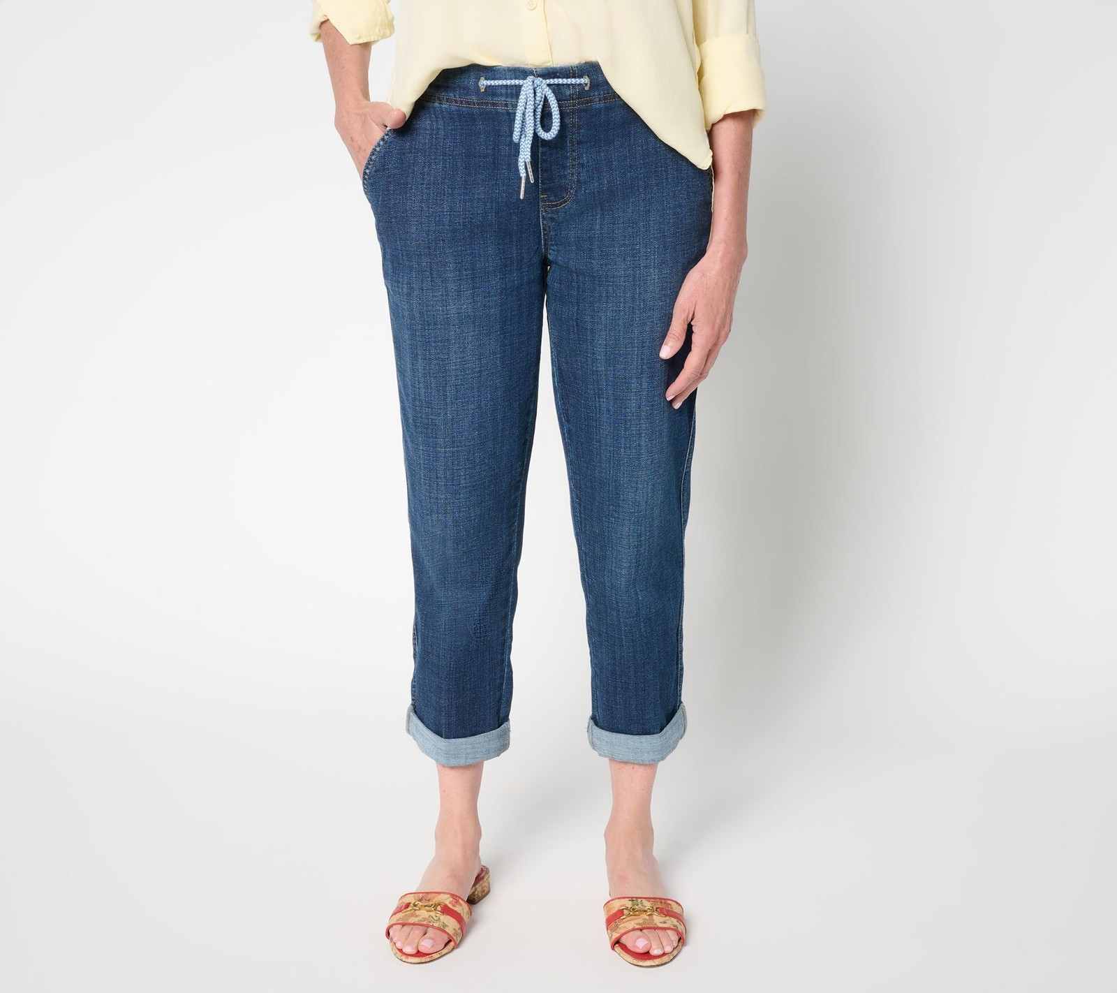 Liverpool Los Angeles Women’s Pants Sz 6 Rascal Tie Front Cuffed Blue A689239