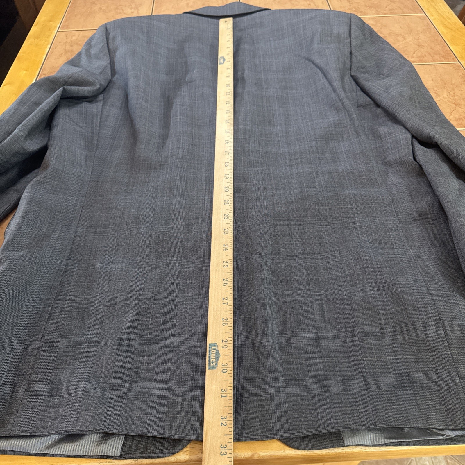 Jack Victor Suit Gray Plaid 44L Pants 38 x 30 Super 110s Wool Pinstripe 2 Piece