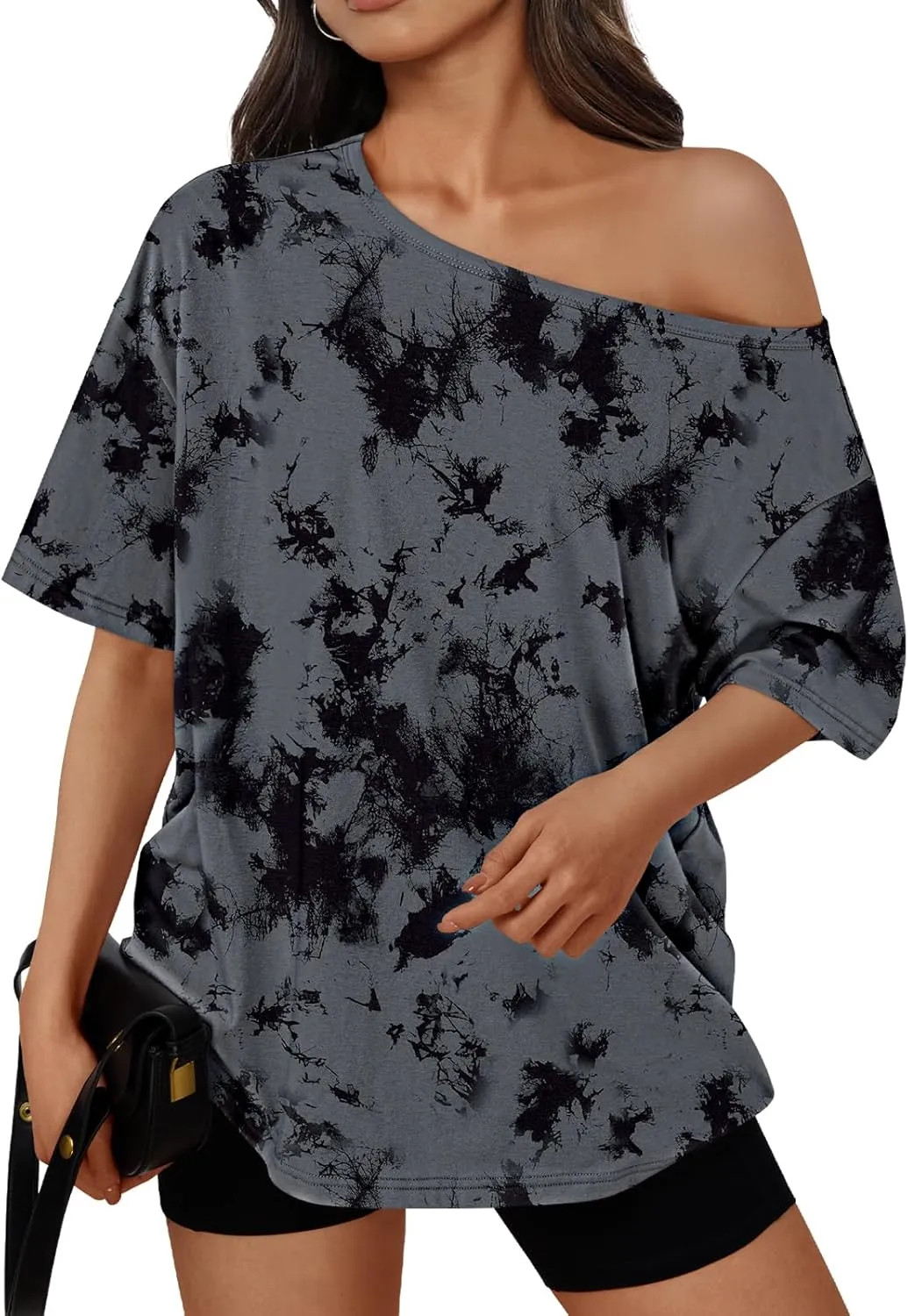 Trendy Queen Womens Off Shoulder Oversized T Shirt Summer Spring Casual Top