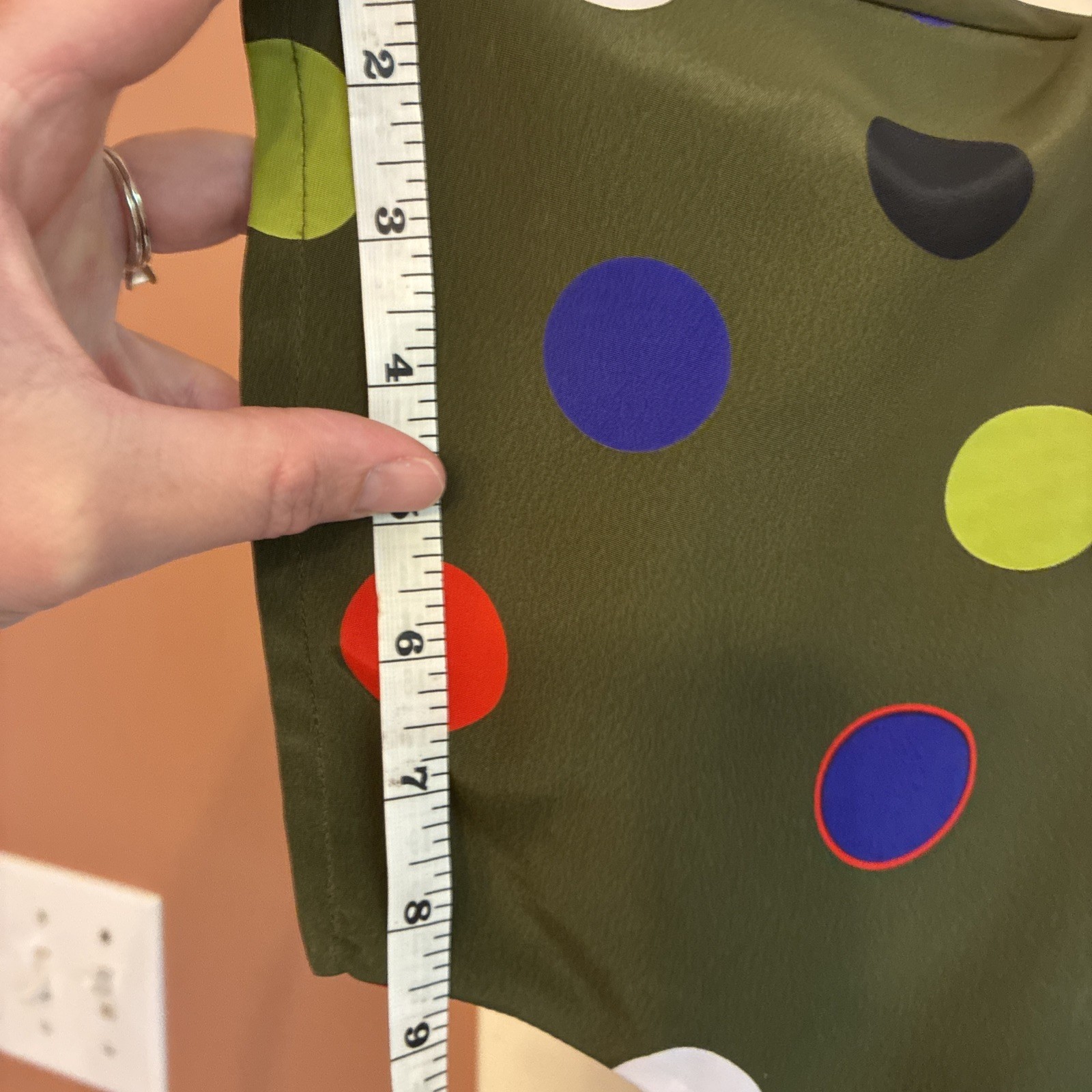Vintage Dotted Blouse Olive Green Red Blue Lime Nicola Large Shoulder Pass