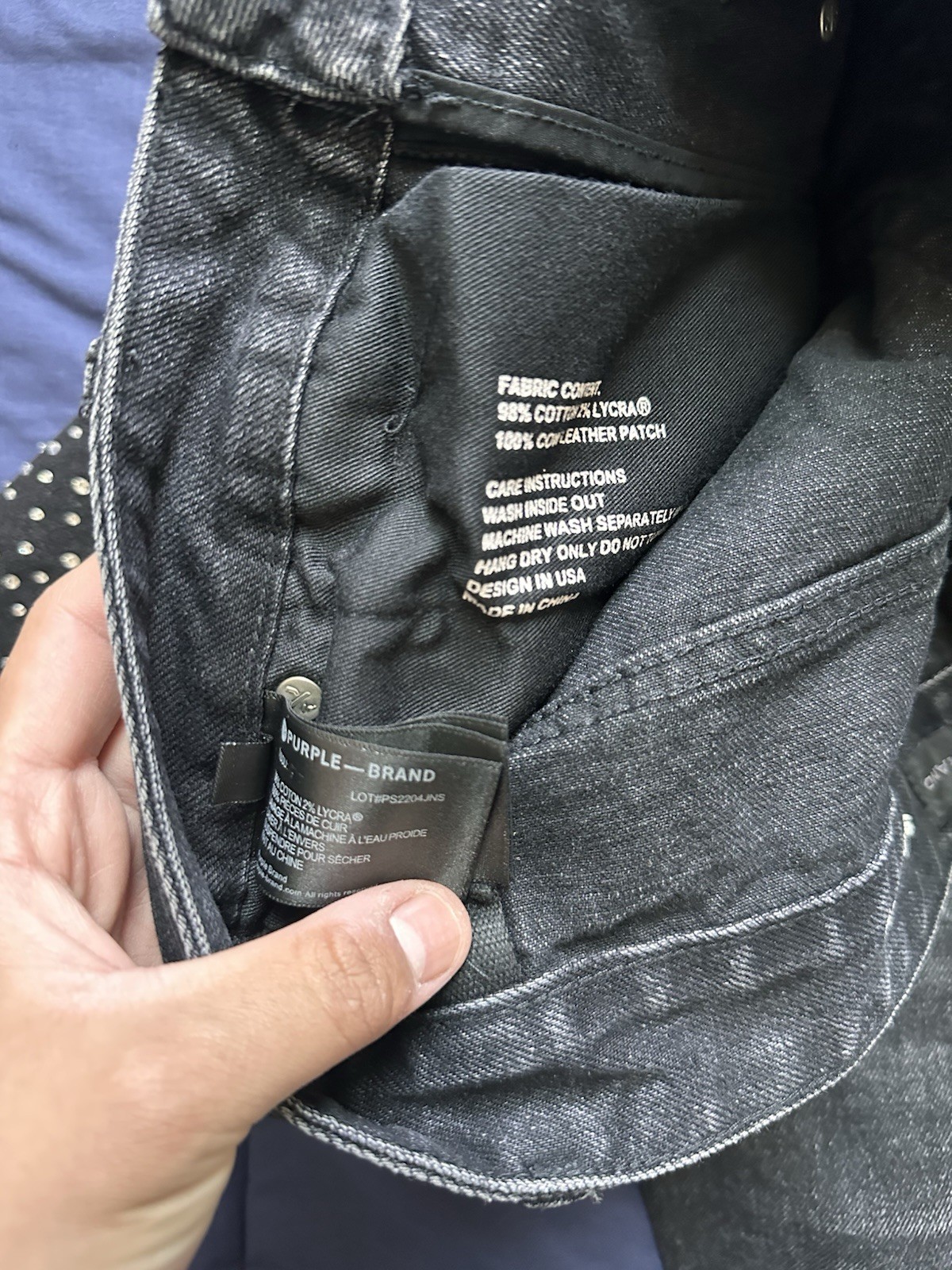 Purple Brand Black Studded rhinestone Straight Denim Jeans