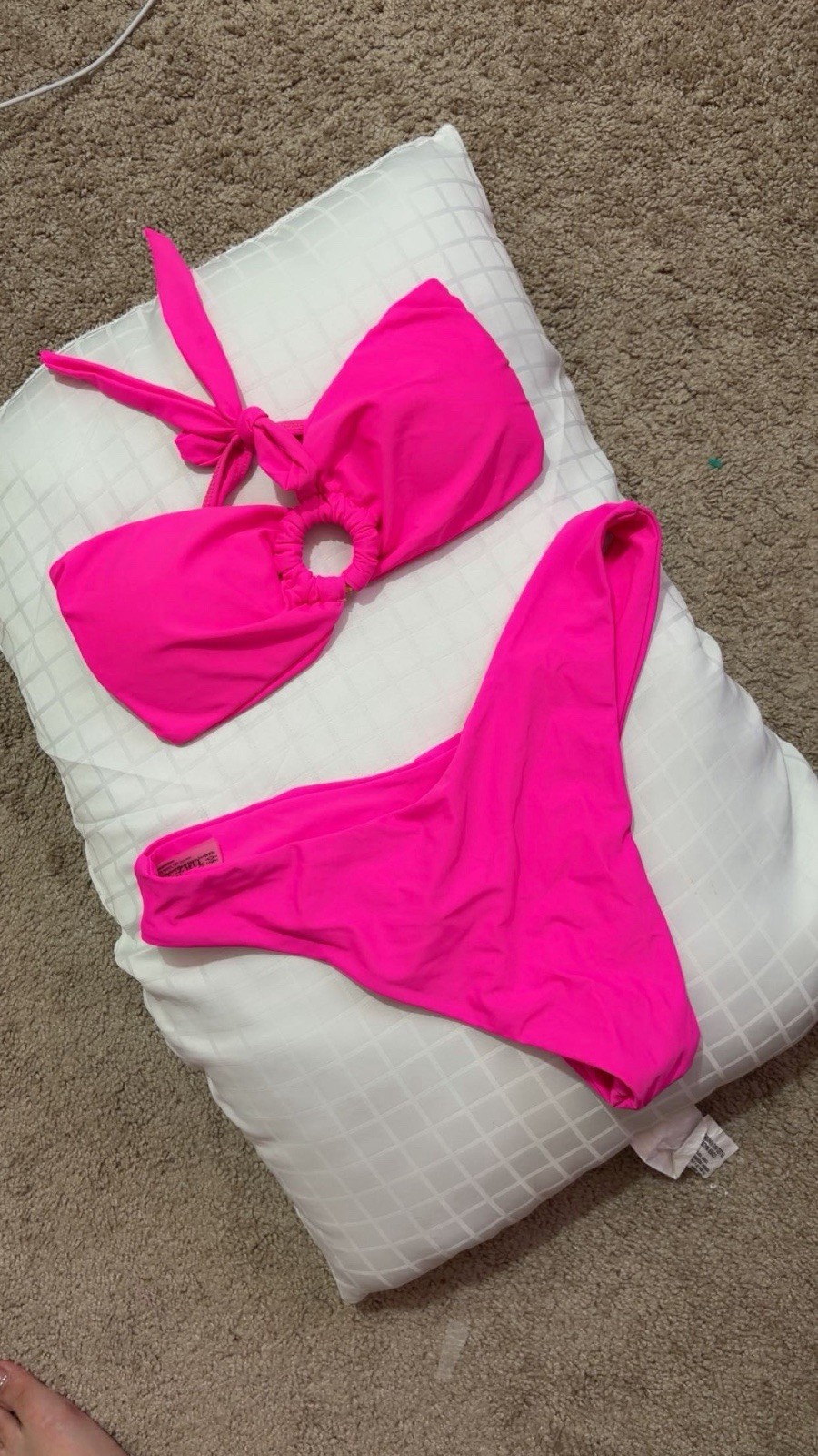 Boohoo Women’s Solid Pink Bandeau Halter 2-Piece Bikini Set, 8 B
