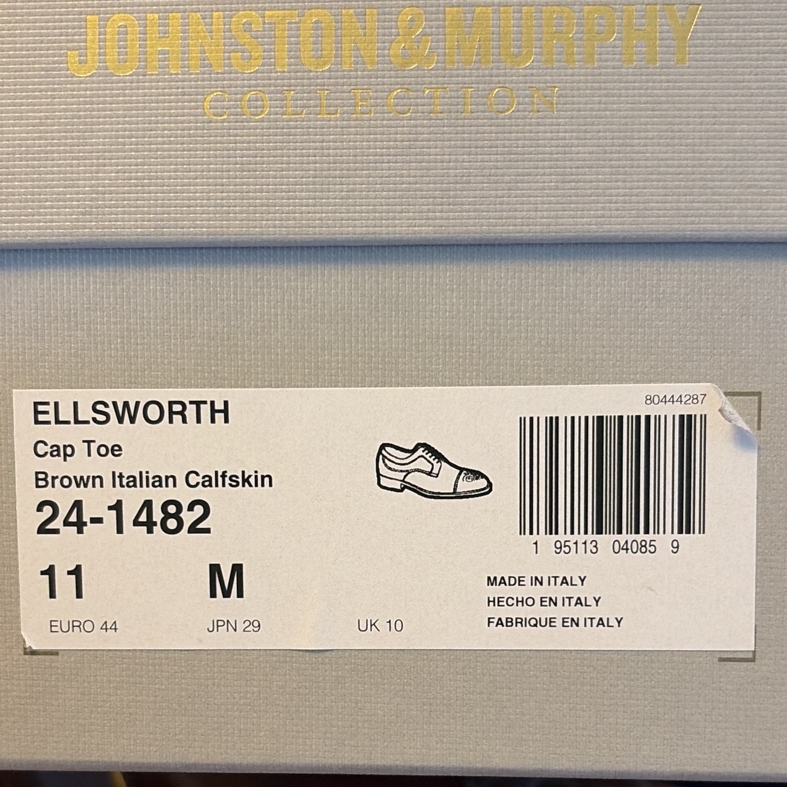 Johnston & Murphy Ellsworth Men’s Brown Leather Cap Toe Oxford Lace-Up 11 M