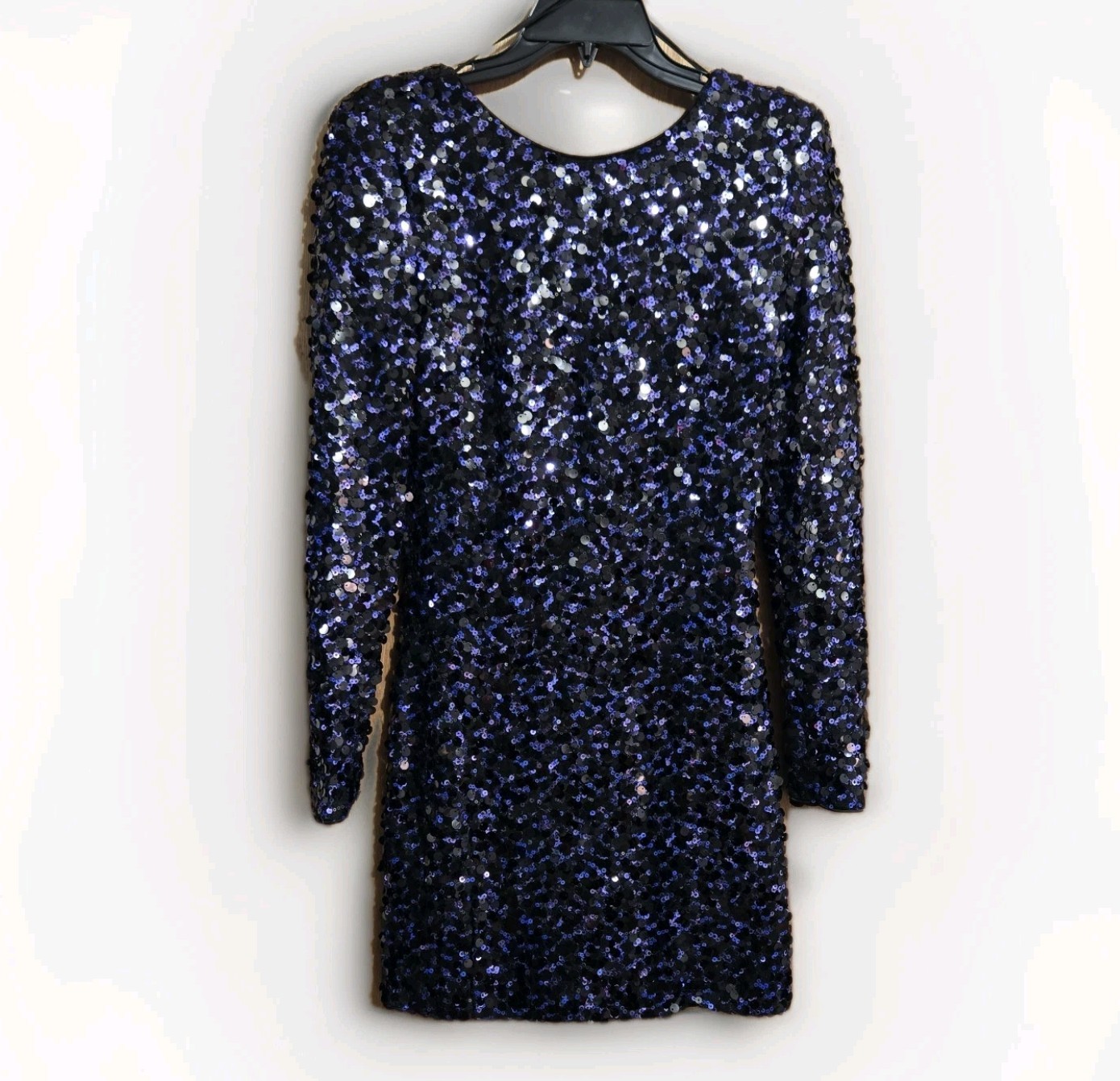 Dress The Population Nathalia Sequin Mini Dress Womens Size Medium Navy Holiday