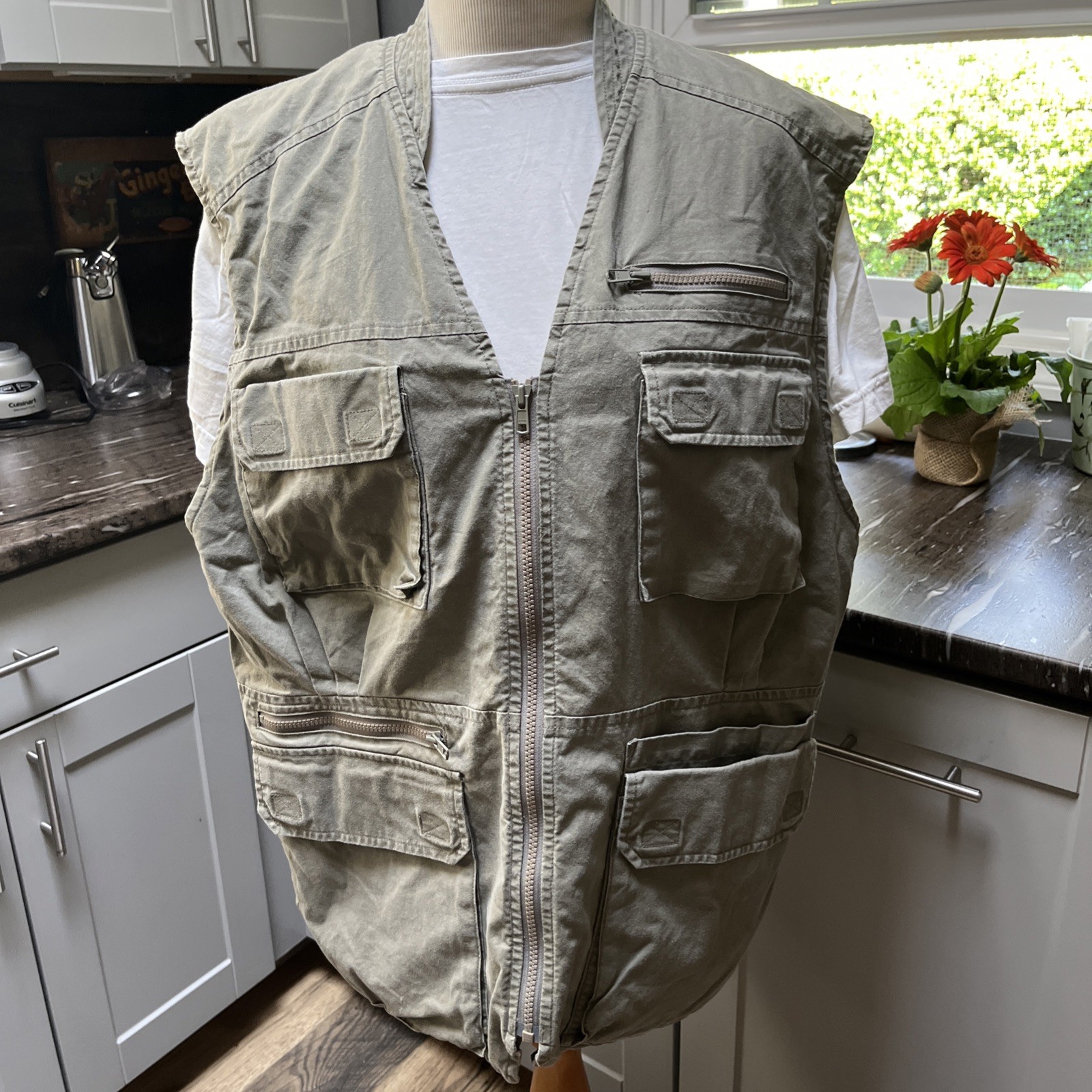 Vintage LL Bean Jacket Mens Fishing Safari Utility Vest Photographer Bush XL 80s