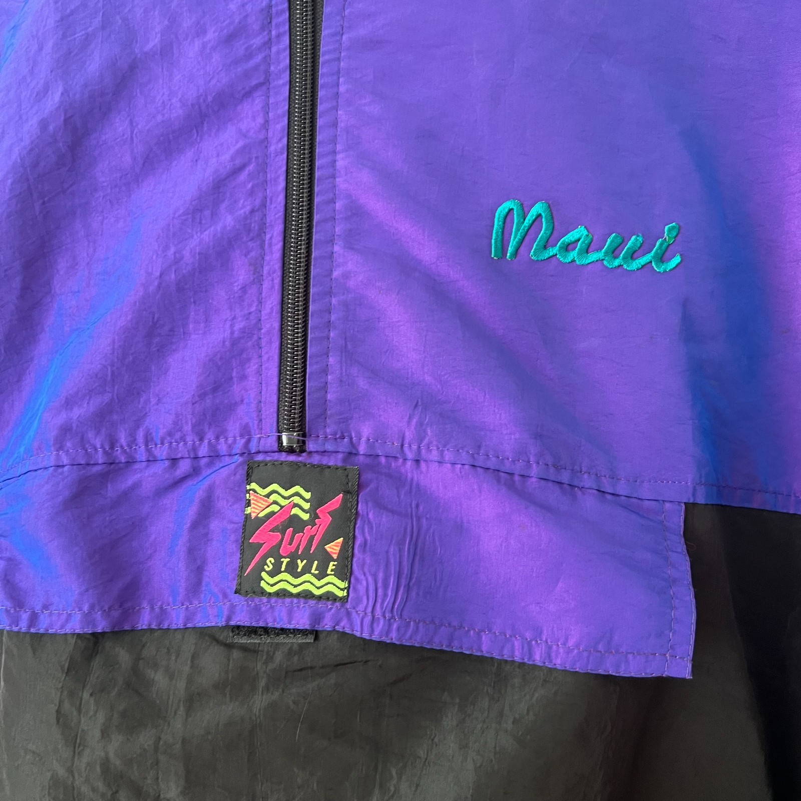 Vintage Surf Style Maui Pullover Anorak Windbreaker Jacket Made in USA One Size