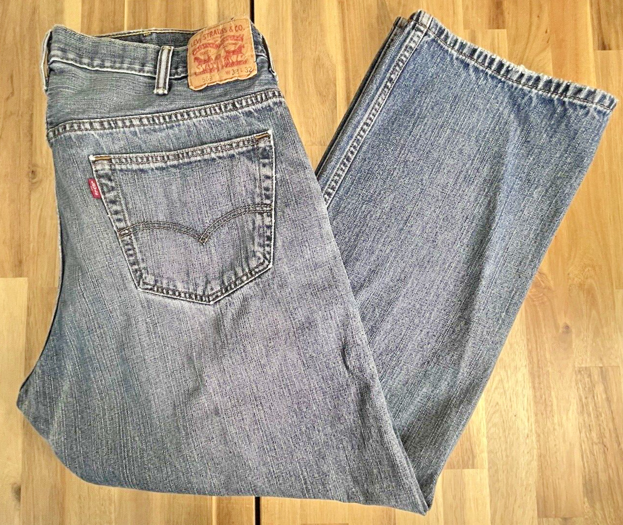 Levi’s 569 Men’s Blue Jeans Denim Loose Straight Zip Fly Medium Wash Size 38×32
