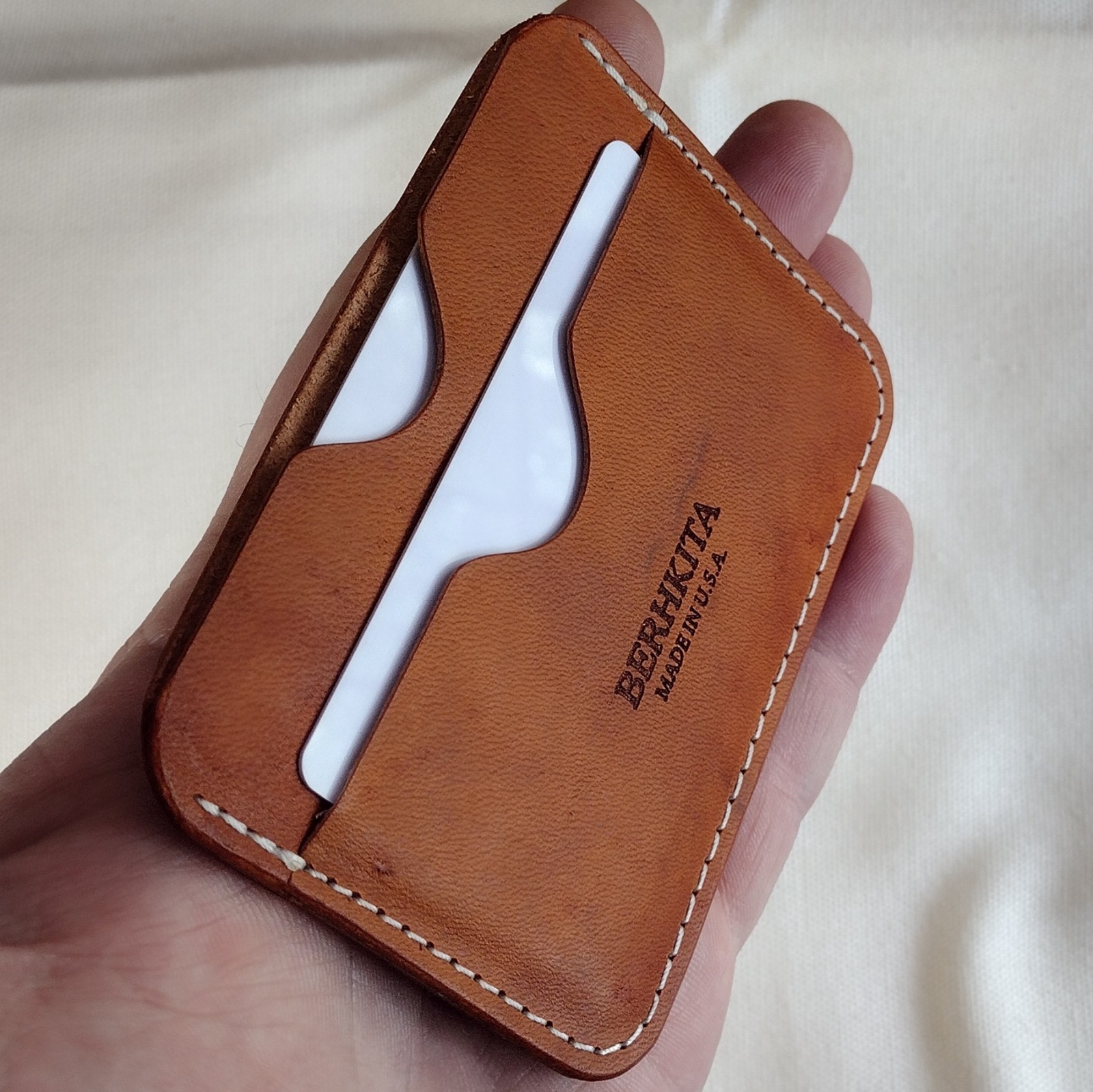 handmade 100% real leather card holder veg tan