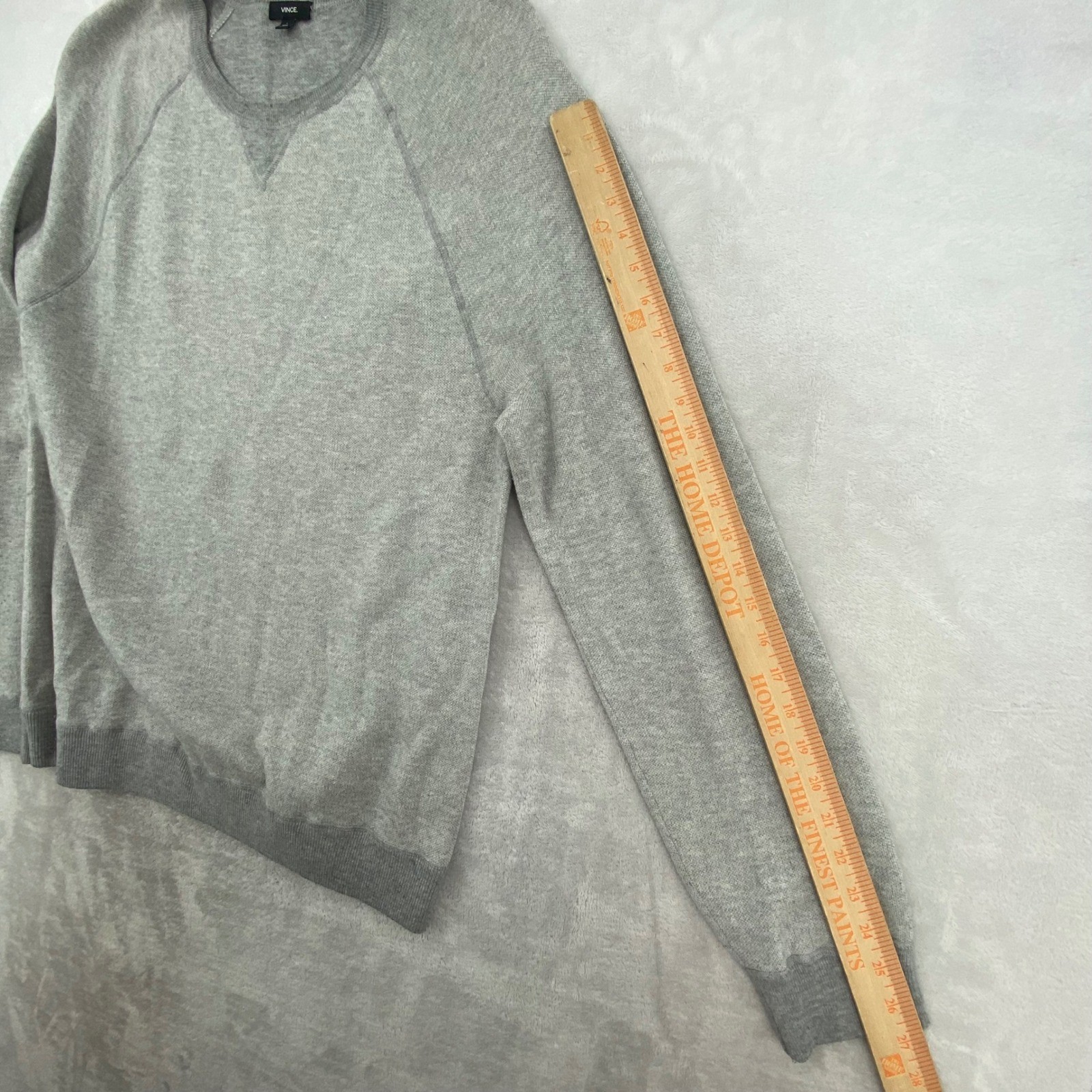 Vince Crew Neck Sweater Mens Large Grey Wool Blend Raglan Pullover Classic Knit