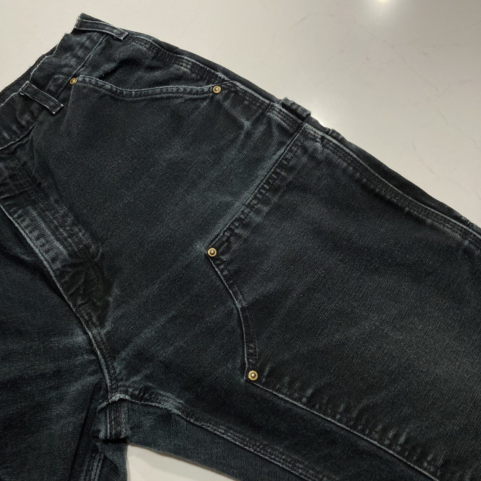 Carhartt B01 BLK Double Knee Work Pants Mens 32×34 (Fits 30×32) Faded Distressed