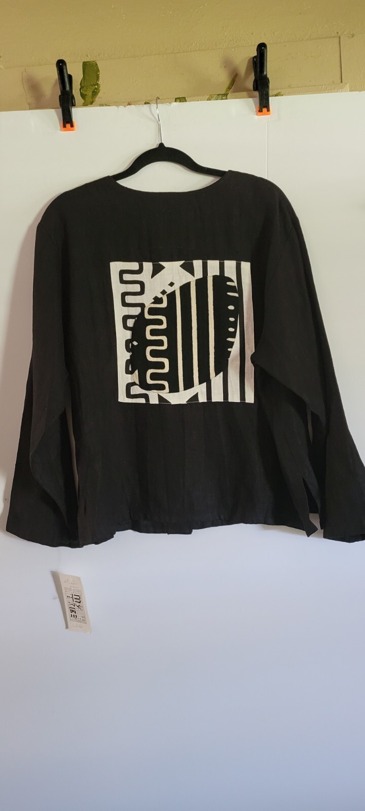 Joy Burton My Tribe Linen Jacket Hand Loomed & Dyed Applique Large Eclectic NWT
