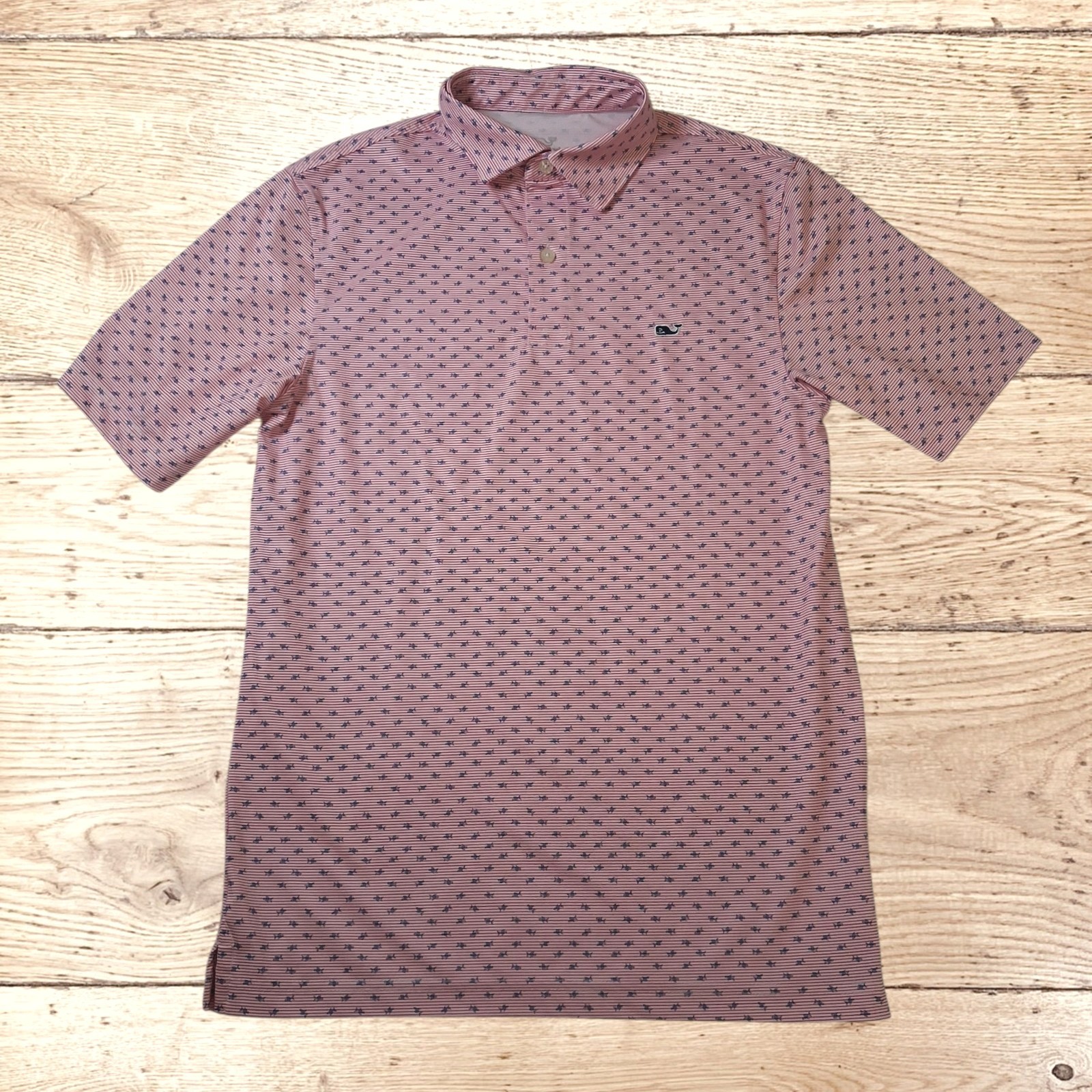 Vineyard Vines Performance Polo Shirt Mens XS Red Stripe Whale Golf Stretch