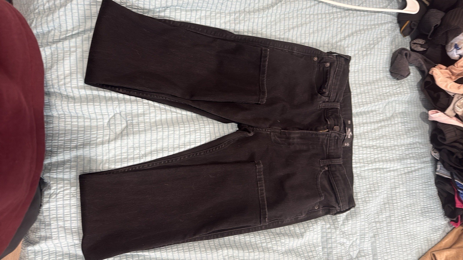 Hollister Men’s Black Skinny Jeans Size 34 Solid Denim Cotton Blend Regular
