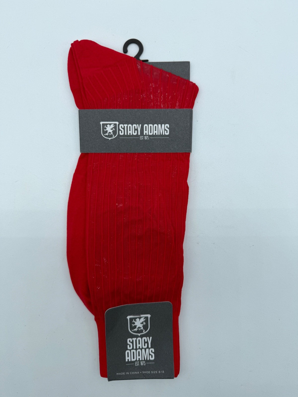 ONE PAIR NEW WITH TAG STACY ADAMS NYLON SLIKY RIBBED MEN’S CREW DRESS SOCKS