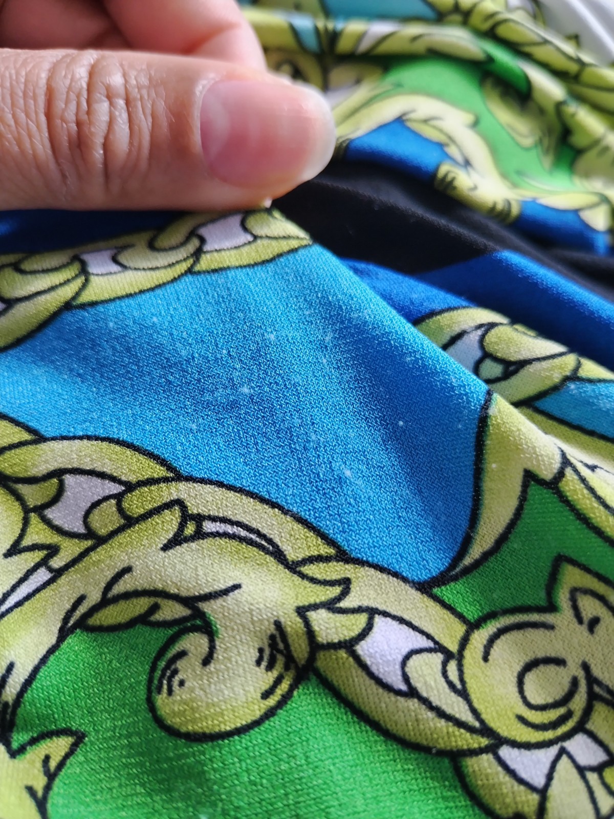 L, Arden B, Blue Green​ White​ Chain Paisley Pattern Strapless Ruched Mini Dress