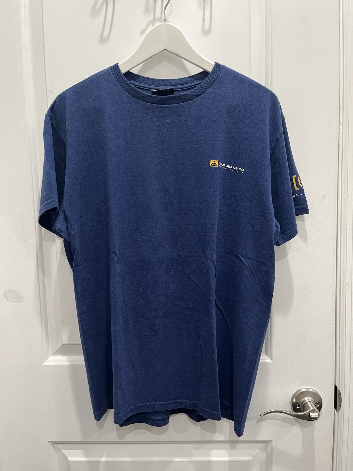 Vintage Y2K 1967 Polo Jeans Co. Ralph Lauren Navy Blue Graphic Shirt, Great Con.