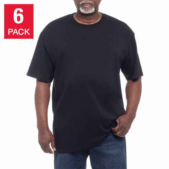 Kirkland Men’s 6-pack Black 100% Cotton Crew Neck T-shirt FREE SHIPPING!