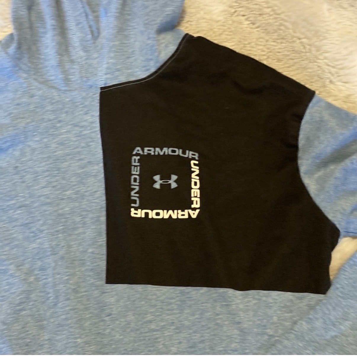 Under Armour HeatGear Youth Blue/Black Pullover Hoodie Loose Fit Graphic YLG