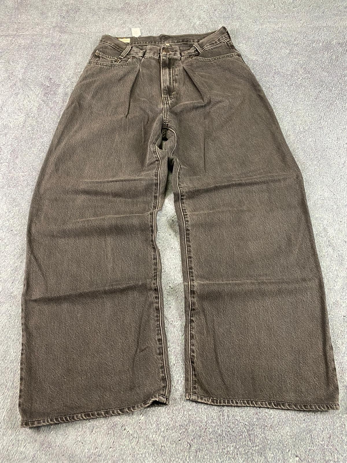 Levi’s Folded Pleated Baggy Dad Jeans Women’s W28 L32 Black Denim Pocket Zip Fly