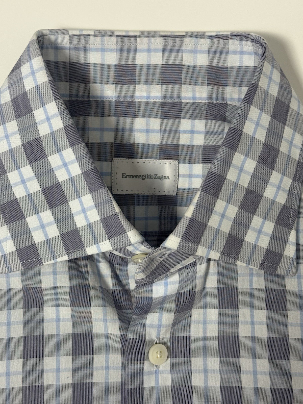 Ermenegildo Zegna Dress Shirt Mens 41 16 Regular Fit Excellent Cotton Plaid