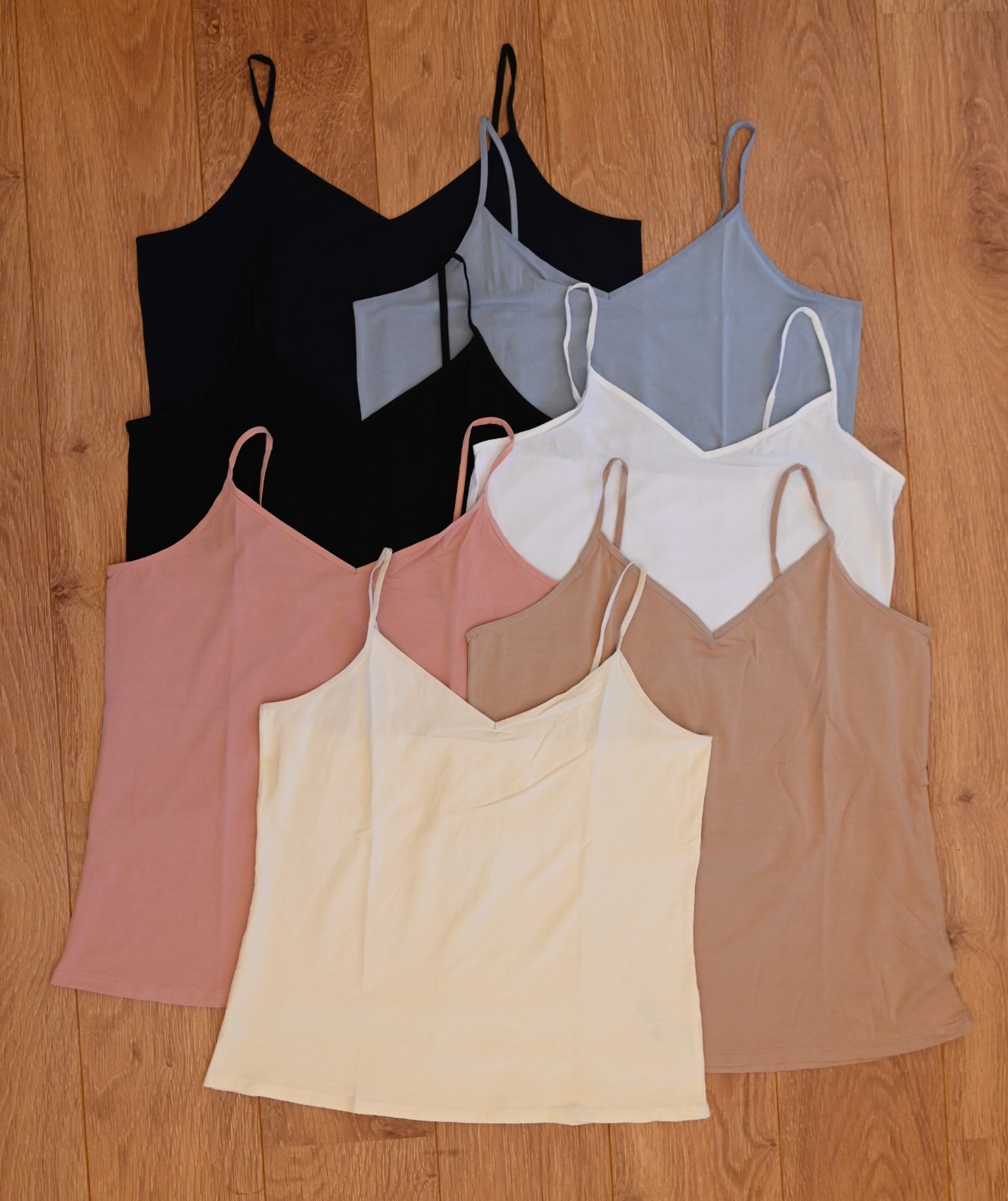Ex M&S Womens Cami Vest Tops Black White Navy Pink Blue Camel Cream 6-28 New